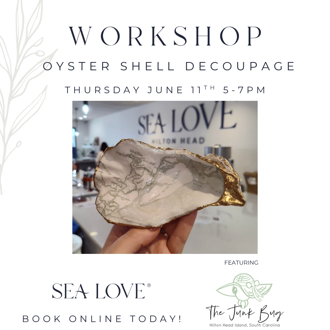Post outlining the time and date of the oyster shell decoupage event